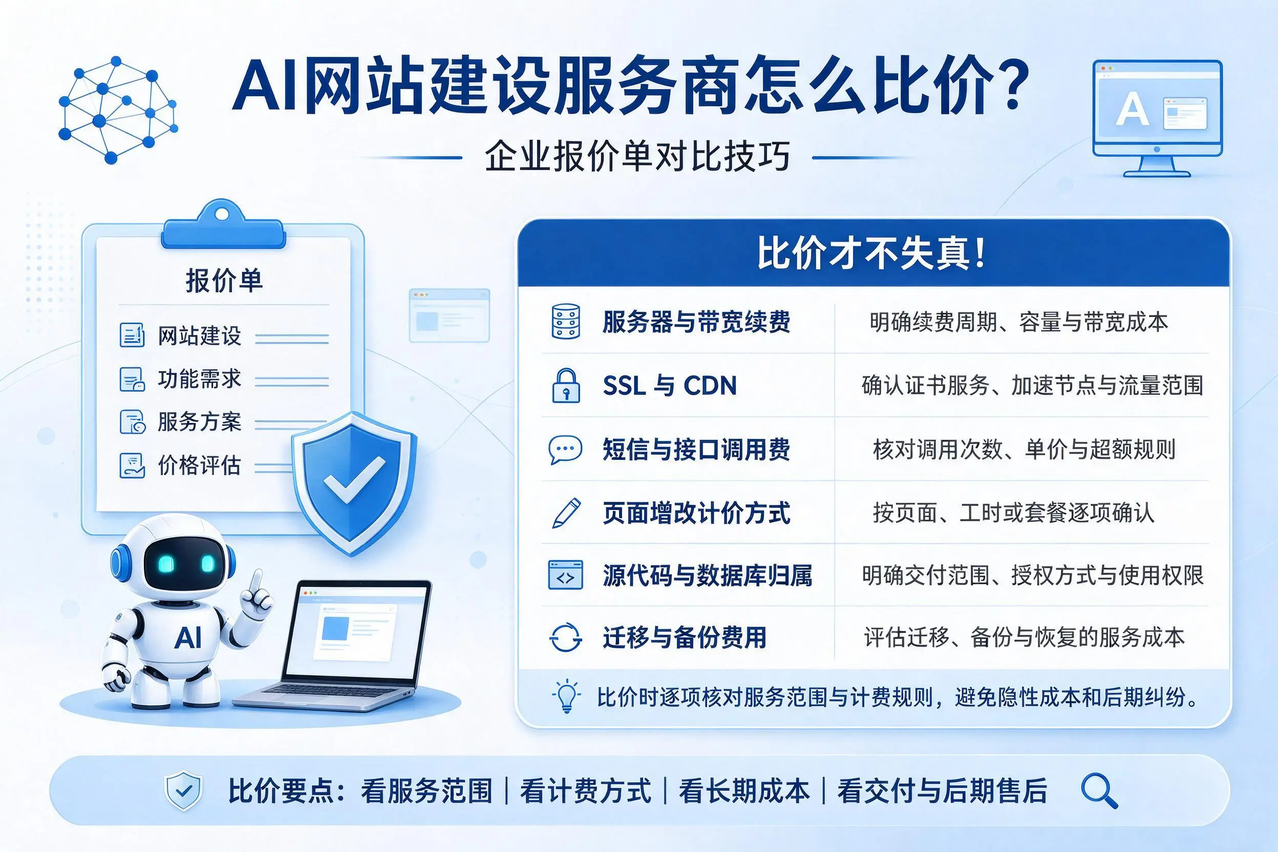AI网站建设服务商怎么比价?安顺企业报价单对比技巧
